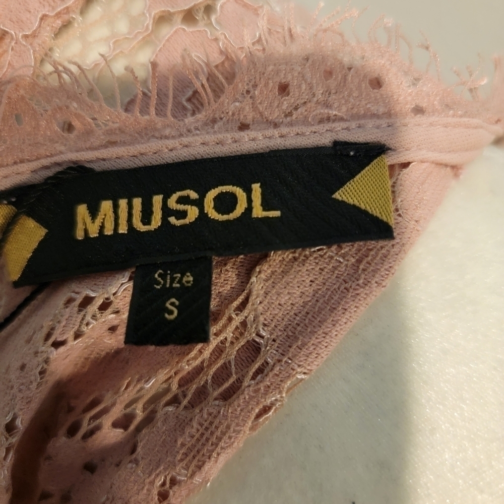 Musol Pink Lace Chiffon Fit And Flare Floor Length Gown Size S - Picture 12 of 16